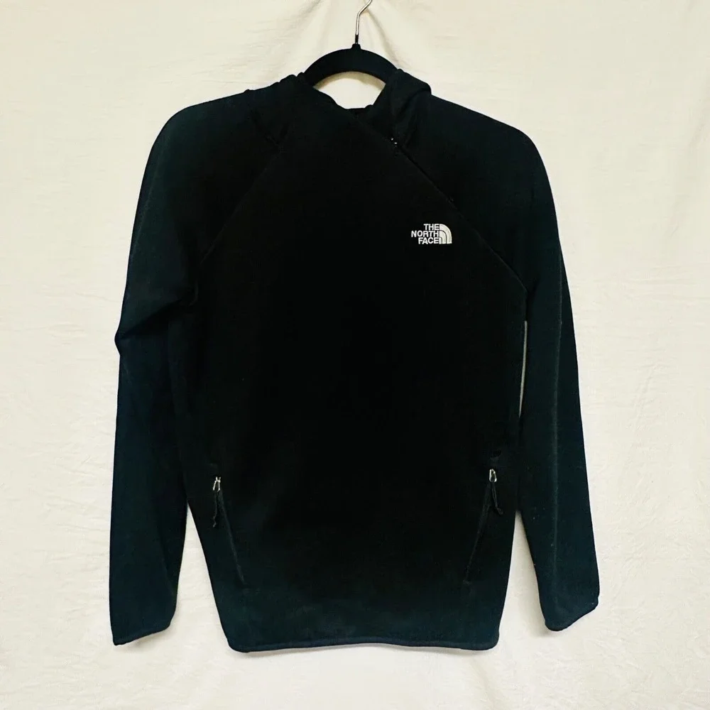The North Face fleece pull-over quarter sip sweater black medium hoodie warm‎